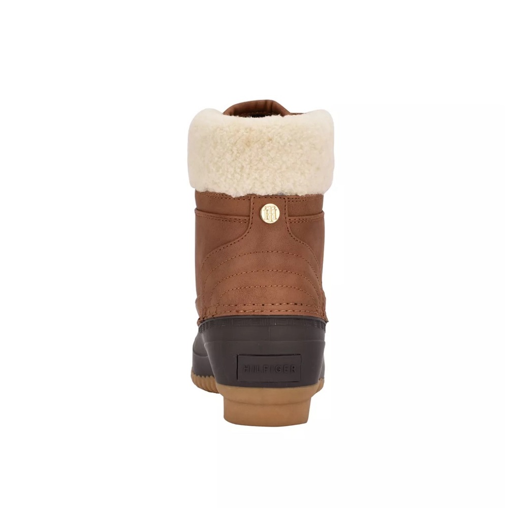 TONMY HILFIGER WOMEN’S RAINAH DUCK BOOTIES DARK BROWN - Picture 3 of 5